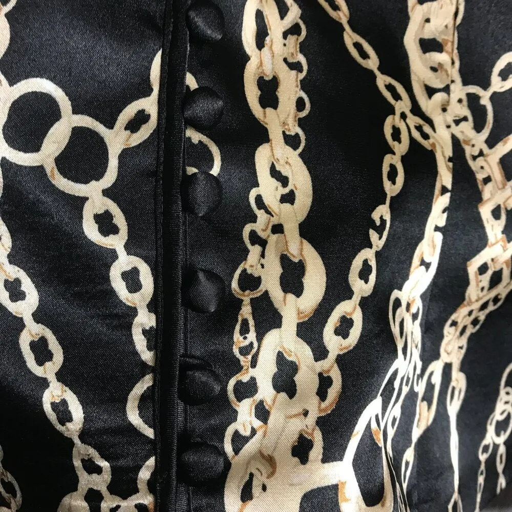 MSK Black Chain Print Button Front V - Image 2