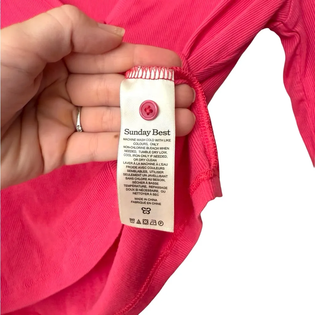 Aritzia Sunday Best Pink Ribbed Cardigan Top Size Large L - Image 4