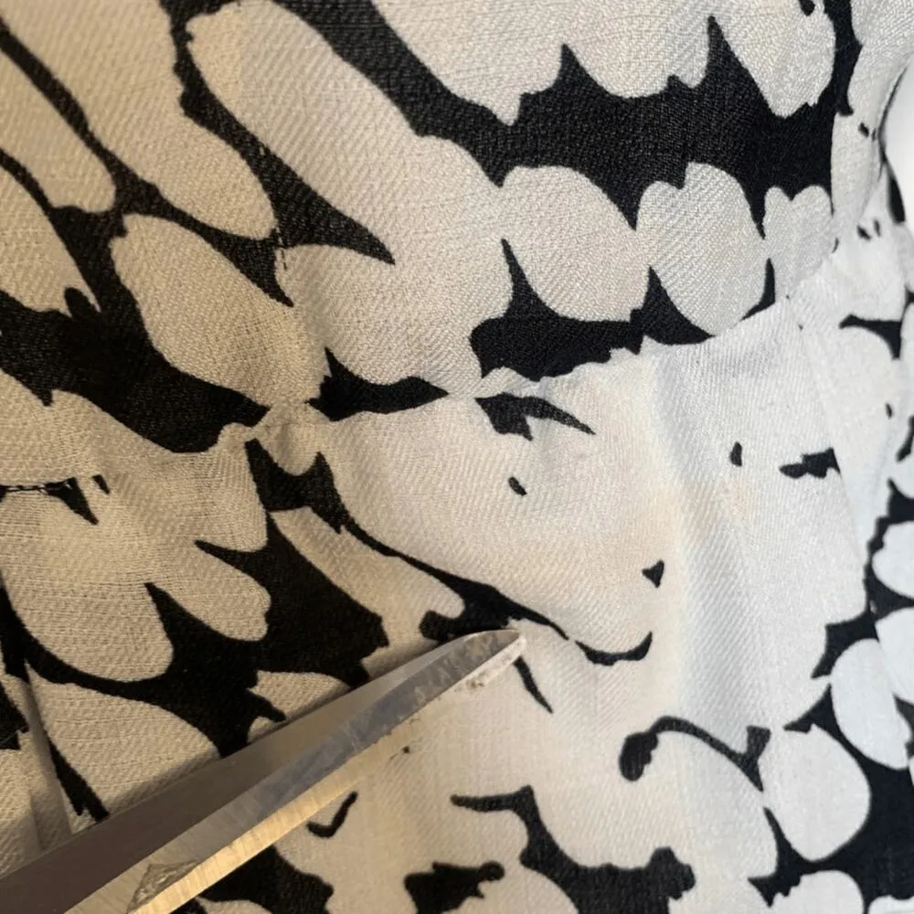 Vintage 80s Shirt Dress Black White Abstract Art Midi Dolman Sleeve Secretary Size 6 - Image 9