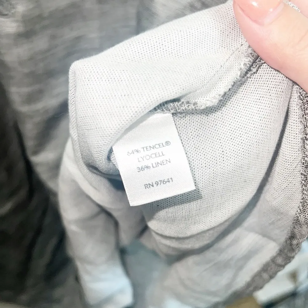 J. Jill Linen Blend Gray Half Button Long Sleeve Women’s Blouse - Image 6