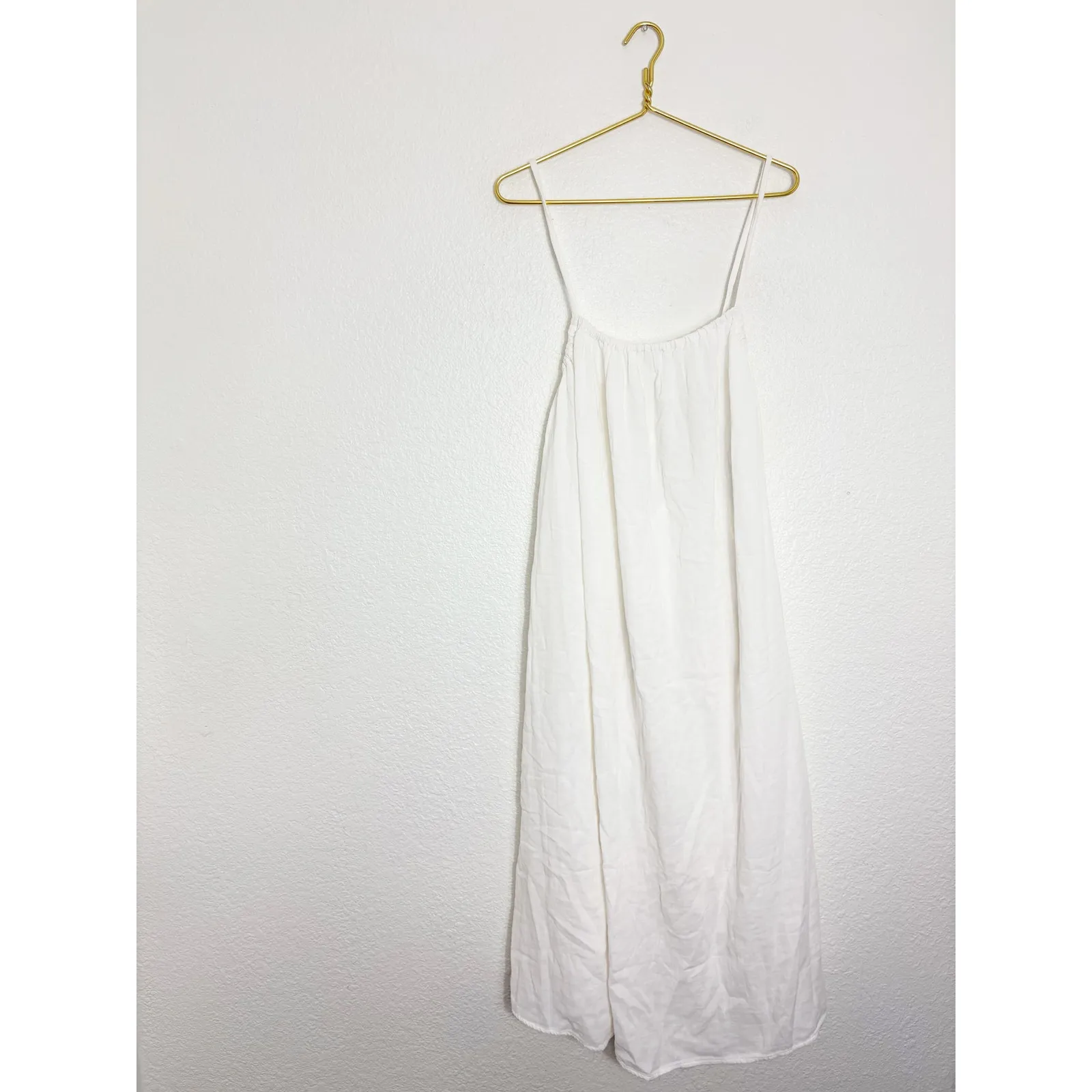 NWT NA-KD Soft Cotton Tie Back Midi Dress Size XL Ivory Gauzy Oversize Lagenlook - Image 3