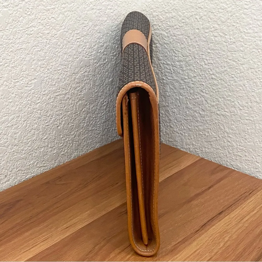 Vintage TED LAPIDUS Paris Embossed Leather Monogram Envelope Clutch Bag 8”X12” Black - Image 3