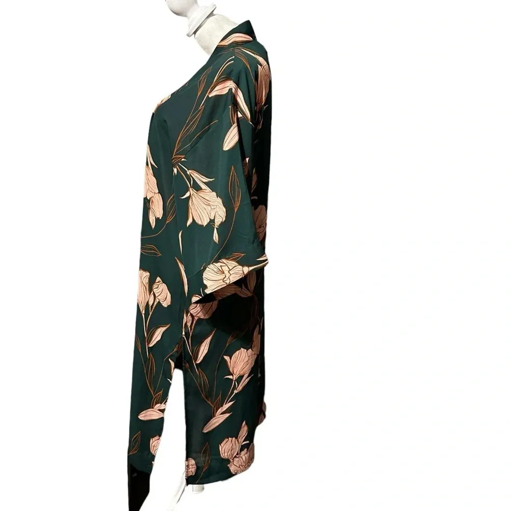 A New Day OSFM green and pink floral long kimono - Image 3