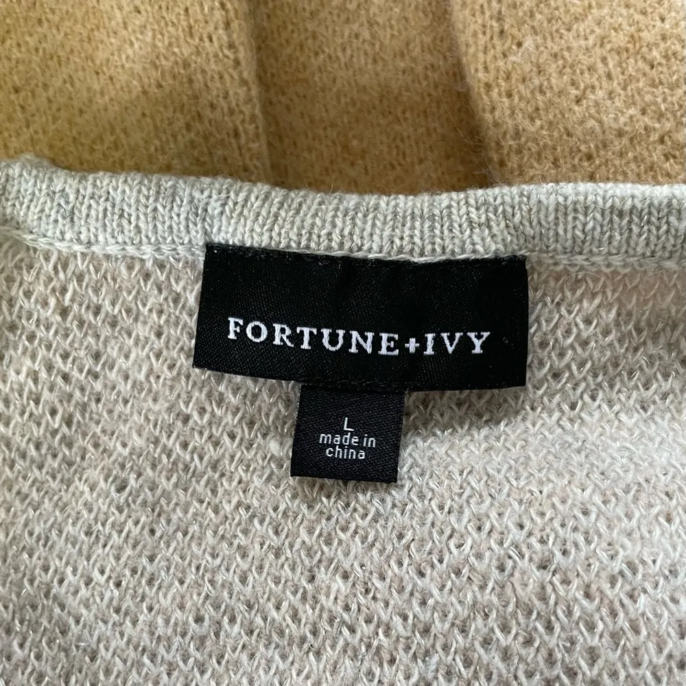 Striped Open Front Long Cardigan Grey Brown Pink Size Large - Image 12