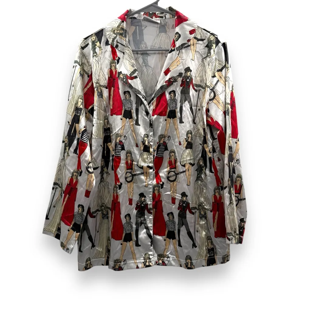 Taylor Swift RED (Taylor's Version) Eras Tour Graphic Satiny‎ Pajamas Set Sz XS - Image 6