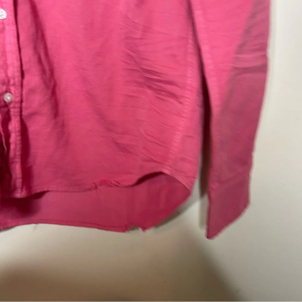 Frank & Eileen EILEEN Woven COTTON BUTTON-UP SHIRT IN MAGENTA PINK sz XS - Image 5