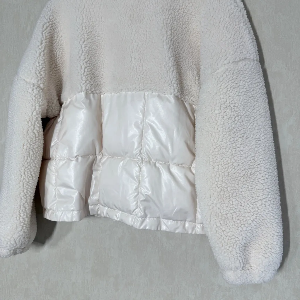 Fabletics Women’s Nelly Mixed Media Half Zip Puffer Sherpa Jacket Ivory Oats XL - Image 9