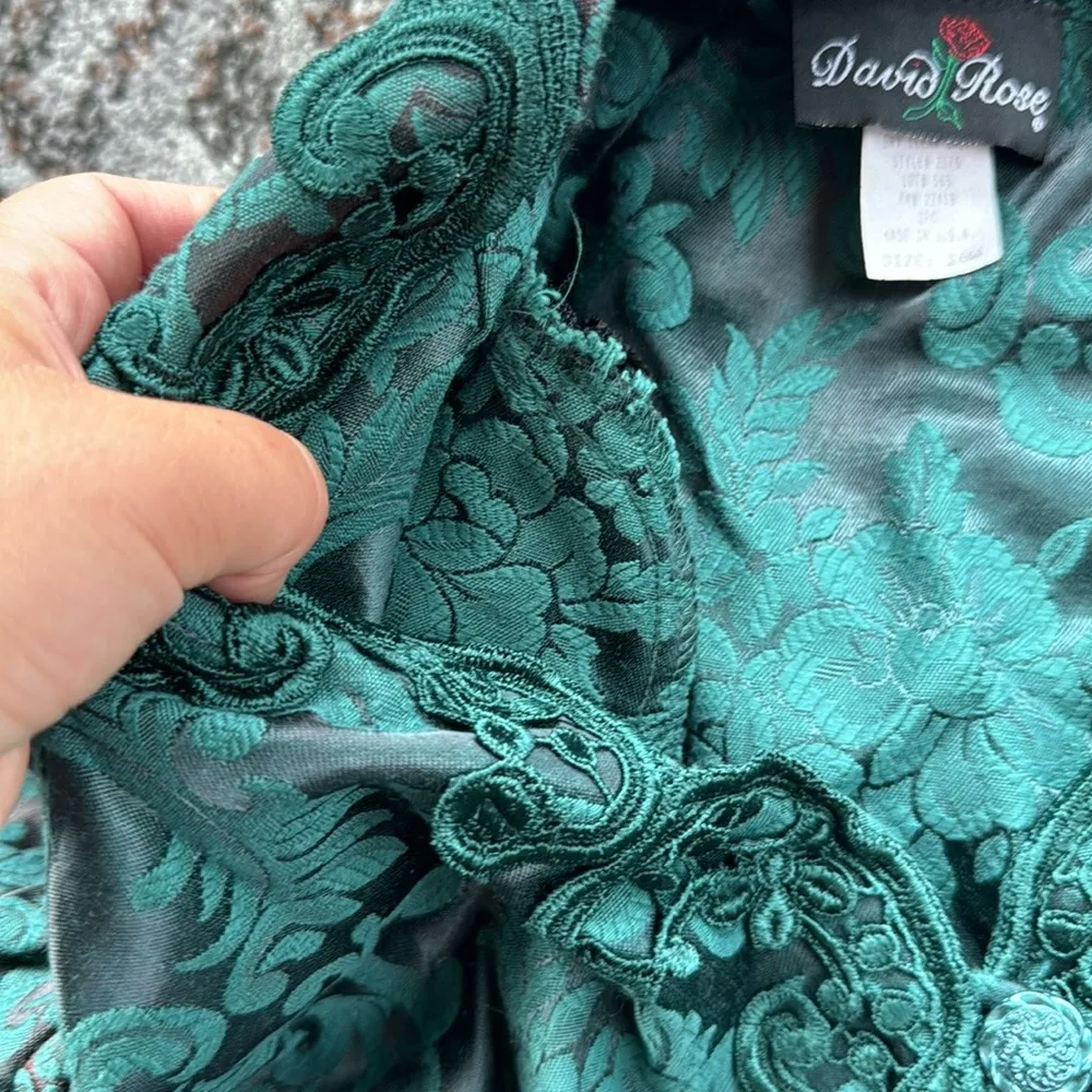Vintage David Rose Lace Floral Skirt Set Emerald Green 16W - Image 6