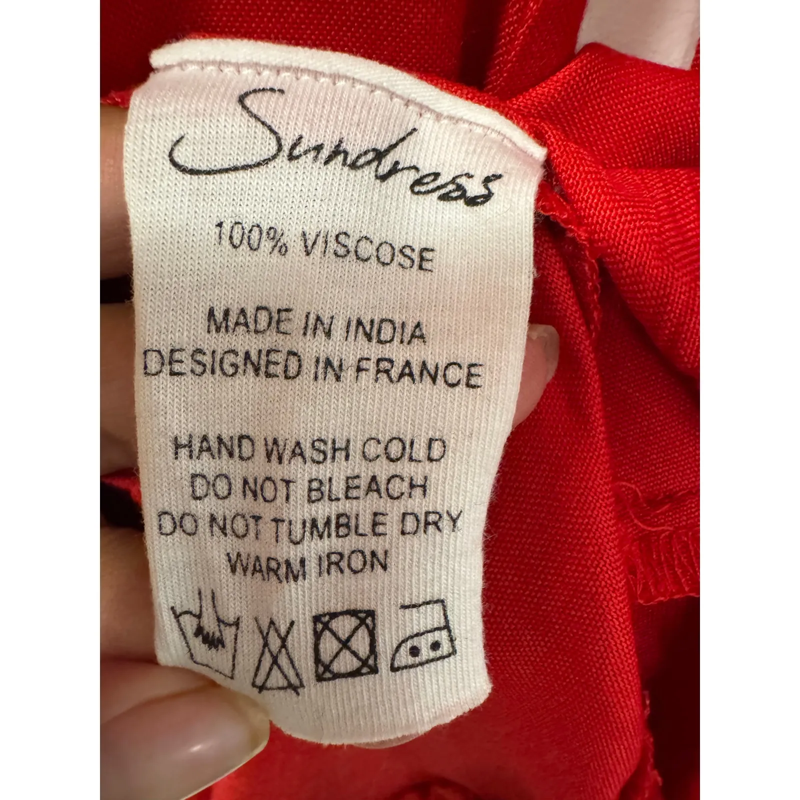 Sundress Indiana Red Beaded Tassel Long Sleeve Beach Coverup Mini Dress XS/S - Image 4