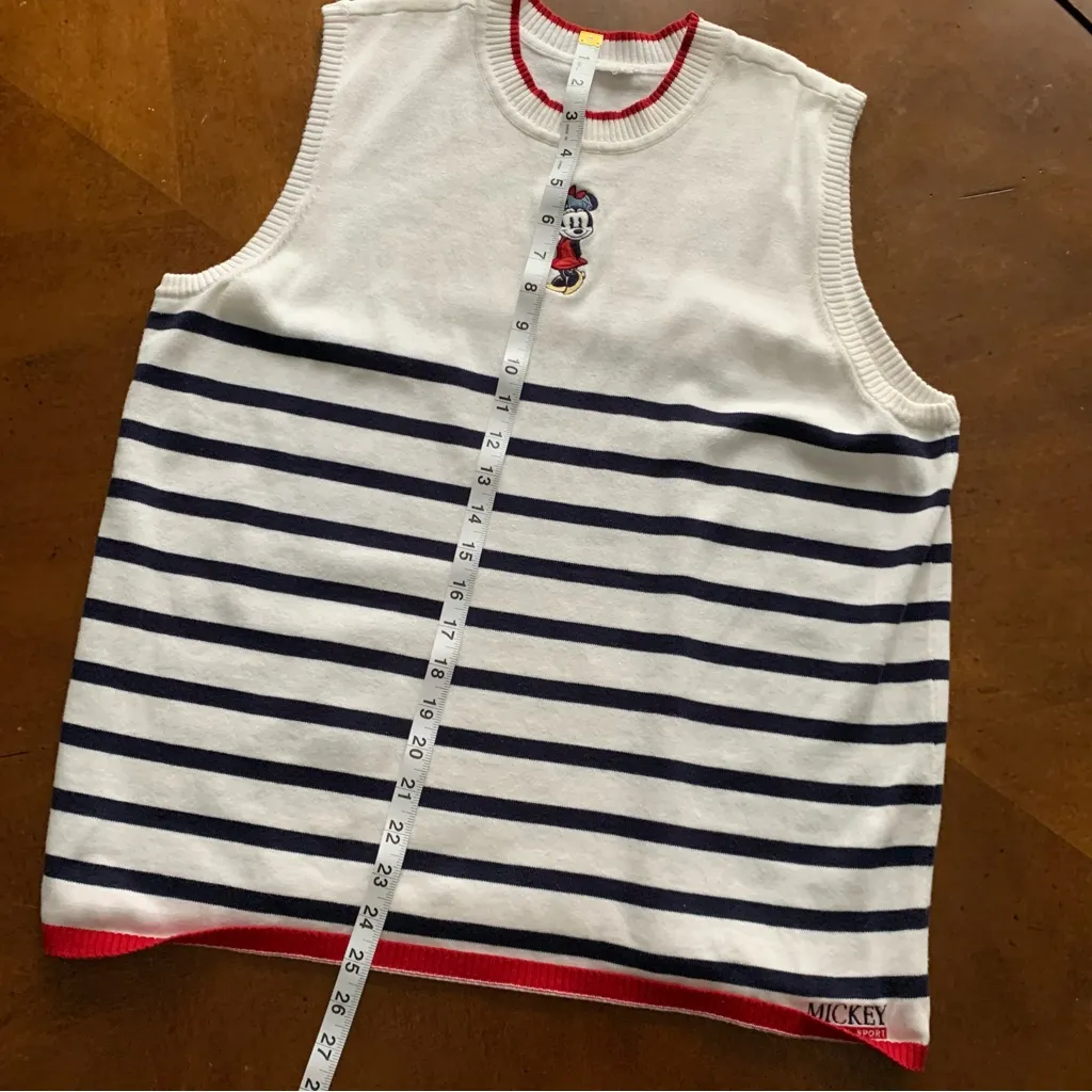 VTG Disney Store Cardigan And Tank Sweater Set Striped Mickey Minnie Large Sport - Image 11