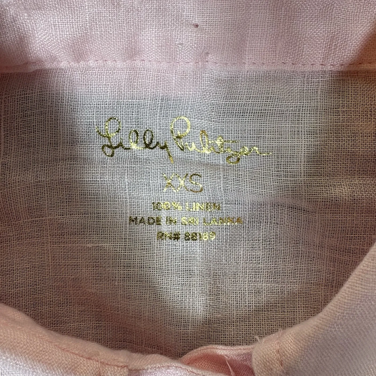 Lilly Pulitzer Womens XXS Light Pink Linen Long Sleeve Shirt - Image 4