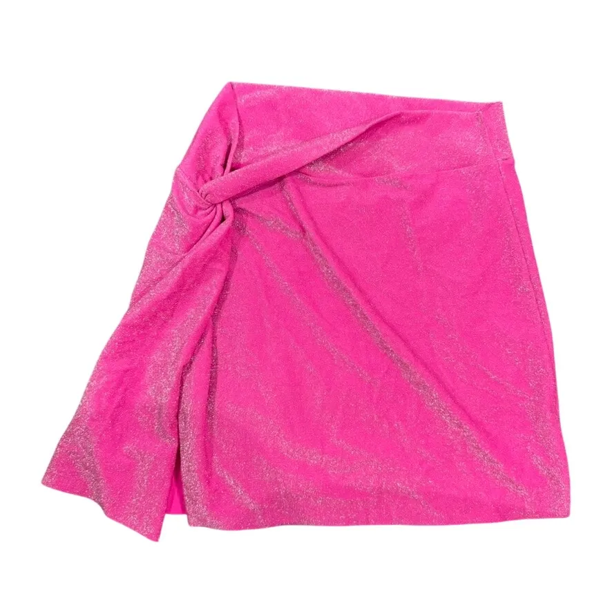 Good American Swim Sparkle Twist Mini Sarong in Pink, Size 3/L - Image 2