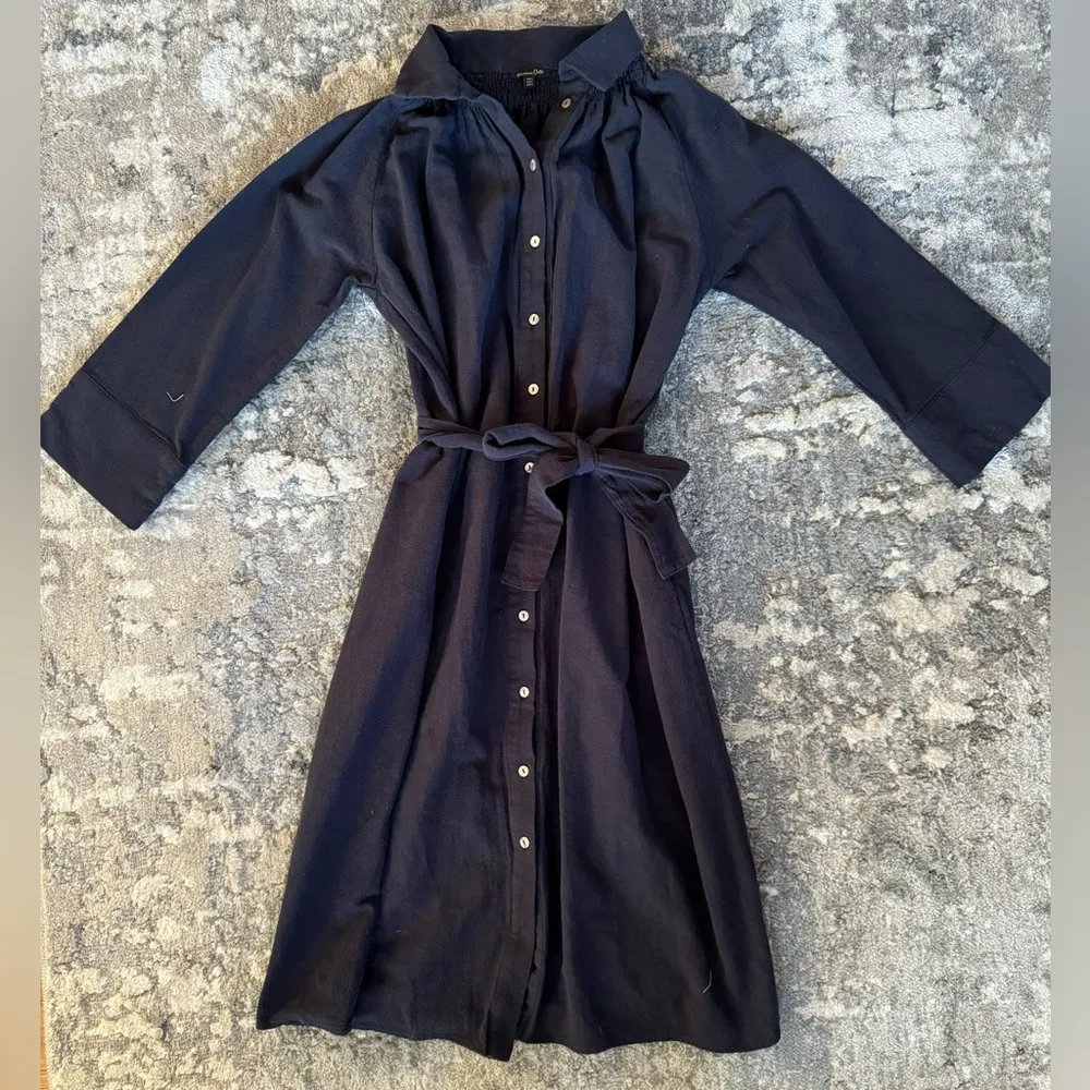 Massimo Dutti Navy Blue Midi button up dress - Image 2