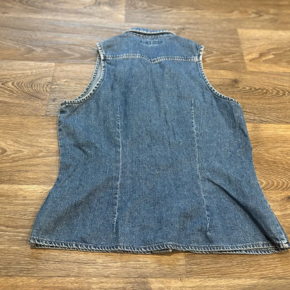 Vintage Y2K Guess Denim Vest – Snap Front – Western Biker Sleeveless –  Medium - Image 2