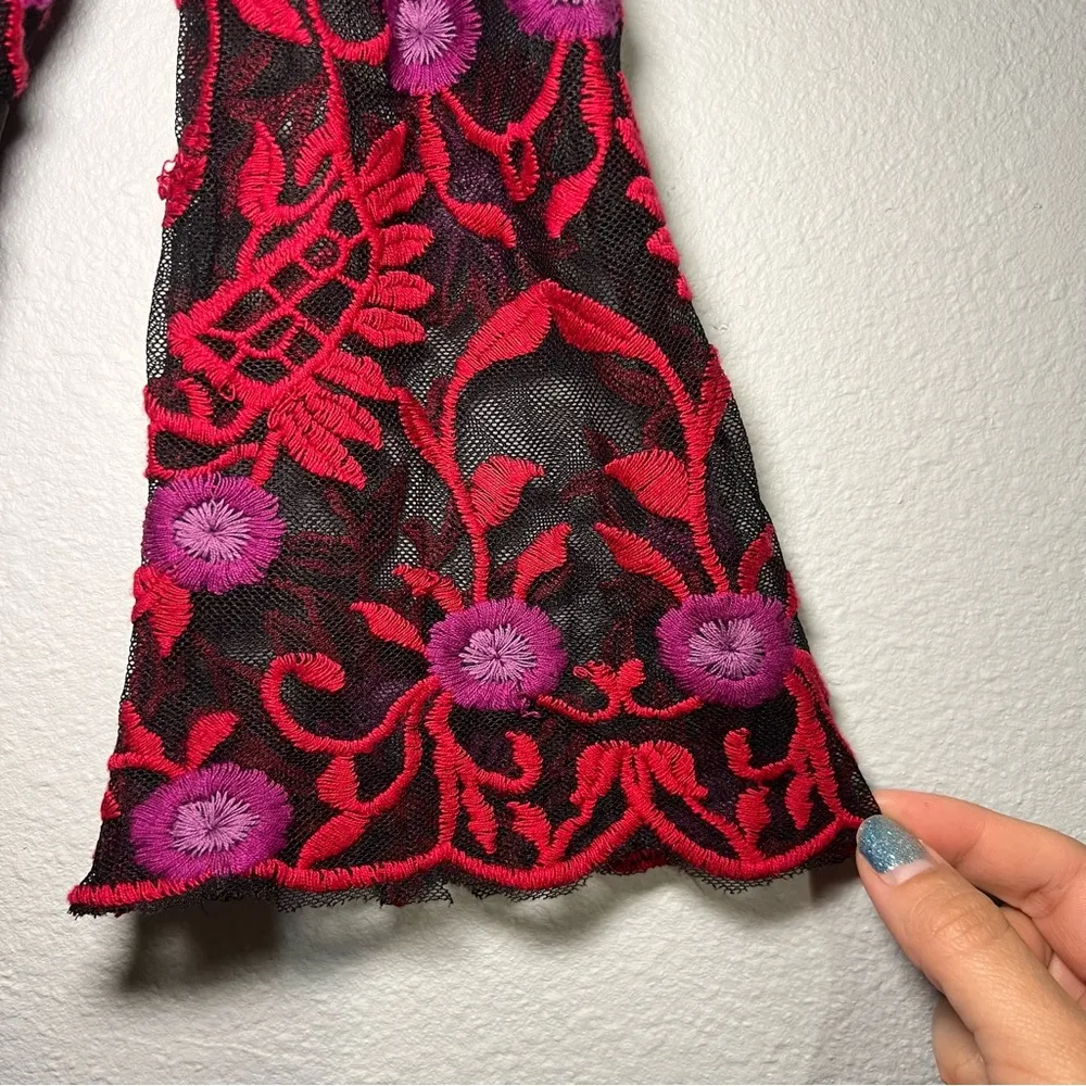 Adrianna Papell Embroidered Mesh Floral Midi Dress Size 6 - Image 6