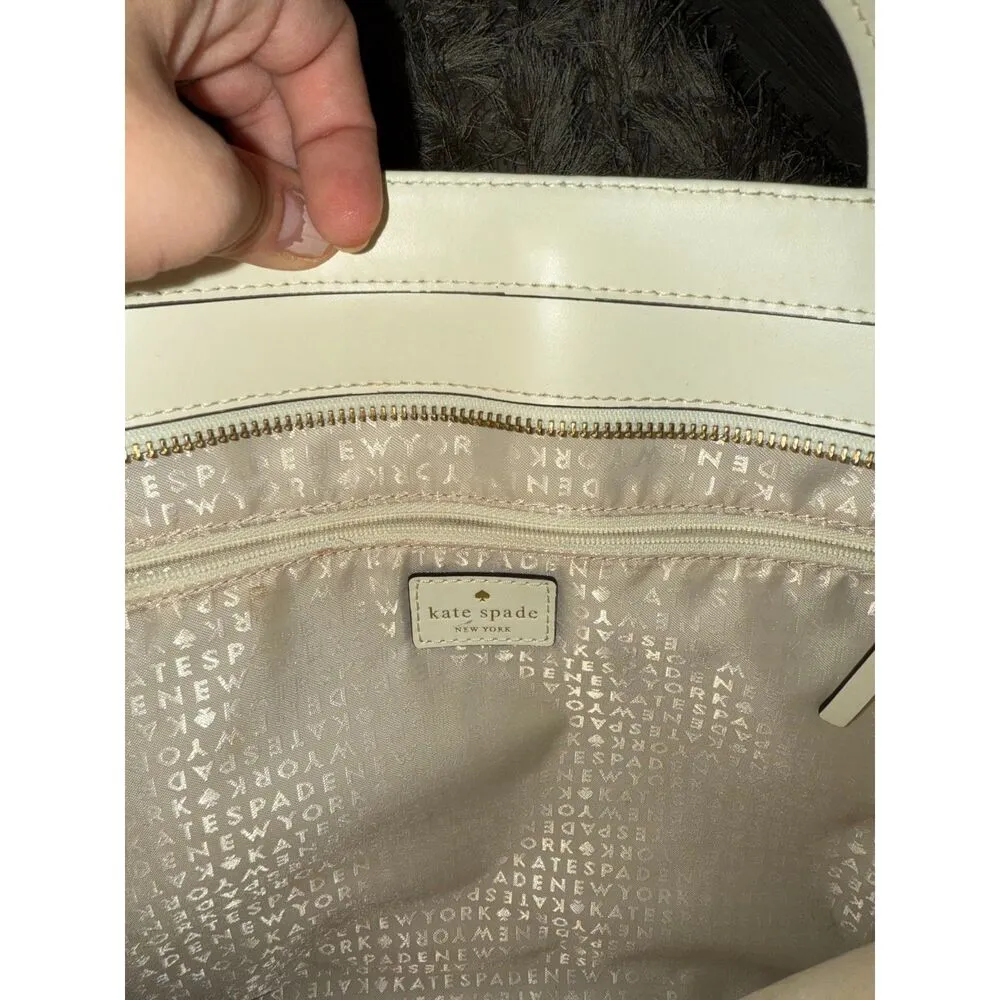 Kate Spade Cream White Bow Zipper Tote Bag - Image 6