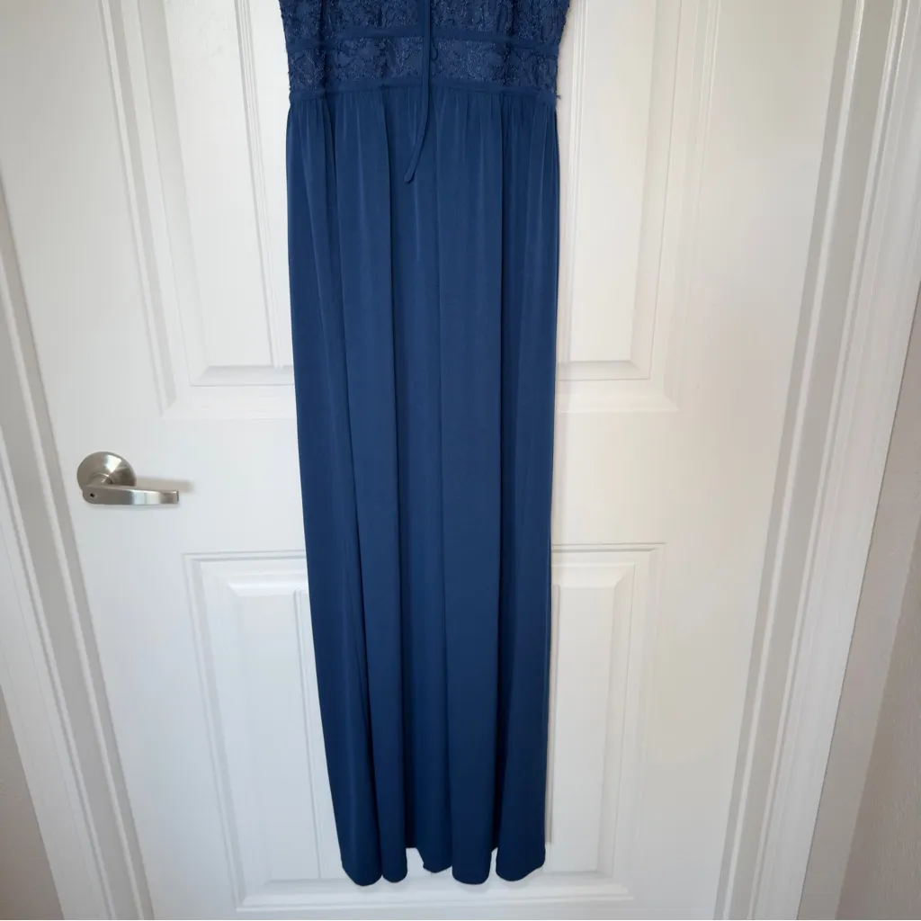 Candalite Medium Navy Blue Lace And Jersey Maxi Dress Polyester Blend Events - Image 5