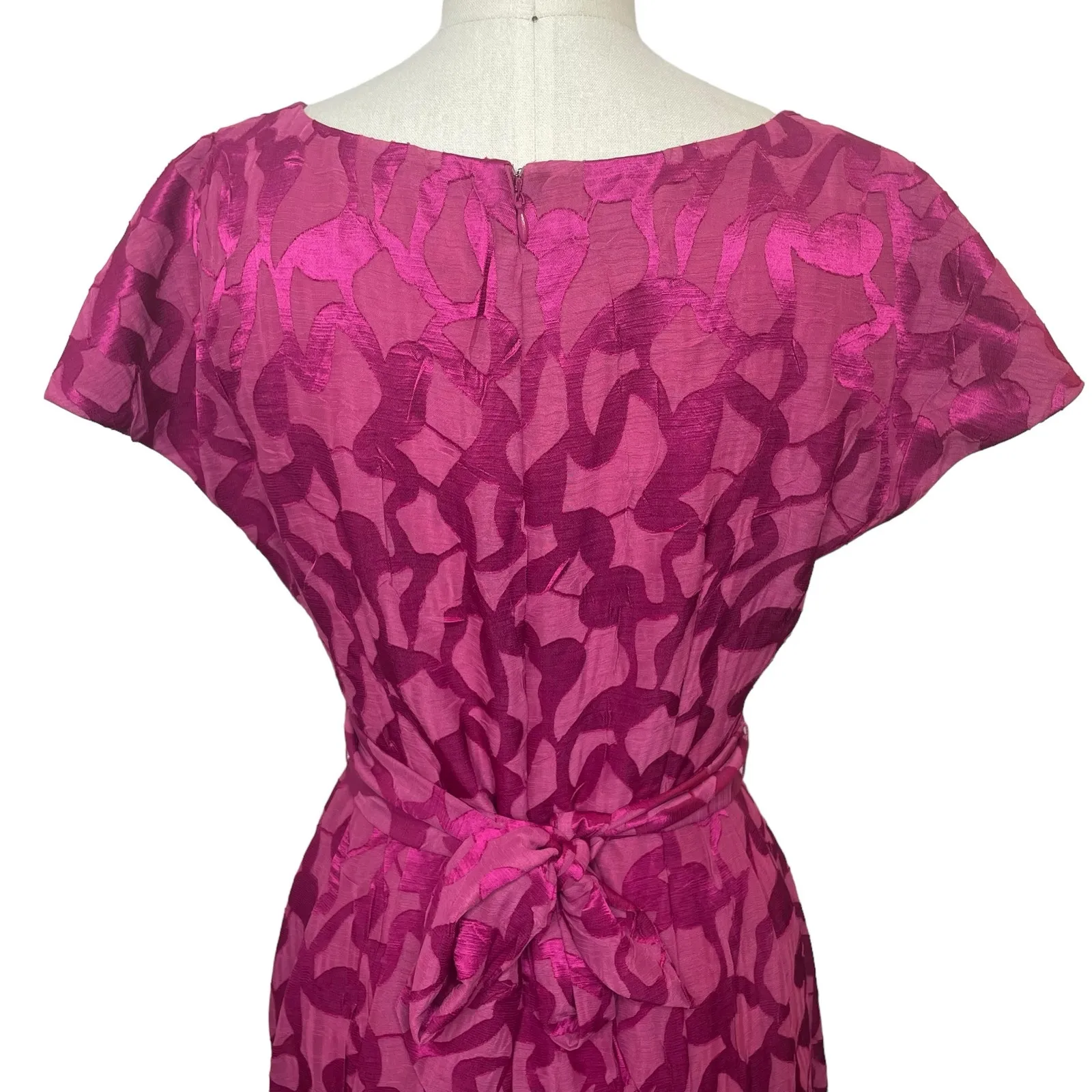 Anne Klein PinkTextured Midi A-Line Dress Short Sleeve Semi Formal Wedding 2 - Image 7