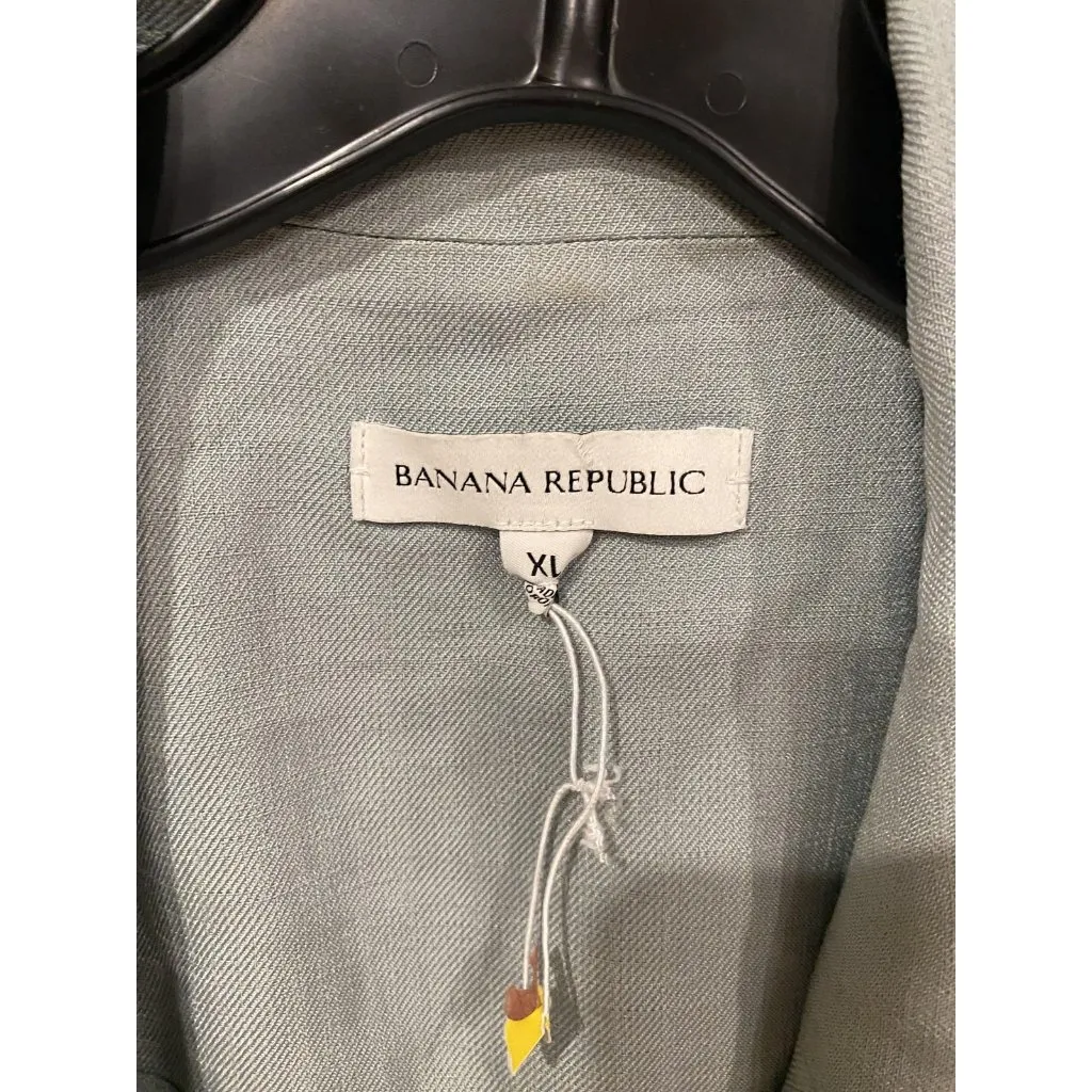 Banana Republic Drapey-Twill Blazer Womens XL Green Open Front Workwear Jacket - Image 3