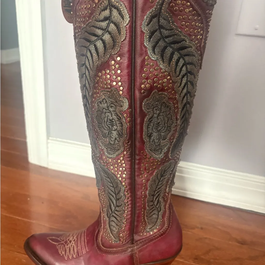 Corral Burgundy/Wine Leather Boots - Image 8