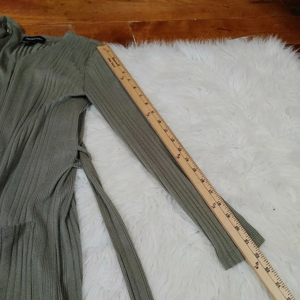 Streetwear Society Size Small Green Duster Open Cardigan Tie Layer Comfy Pockets - Image 3