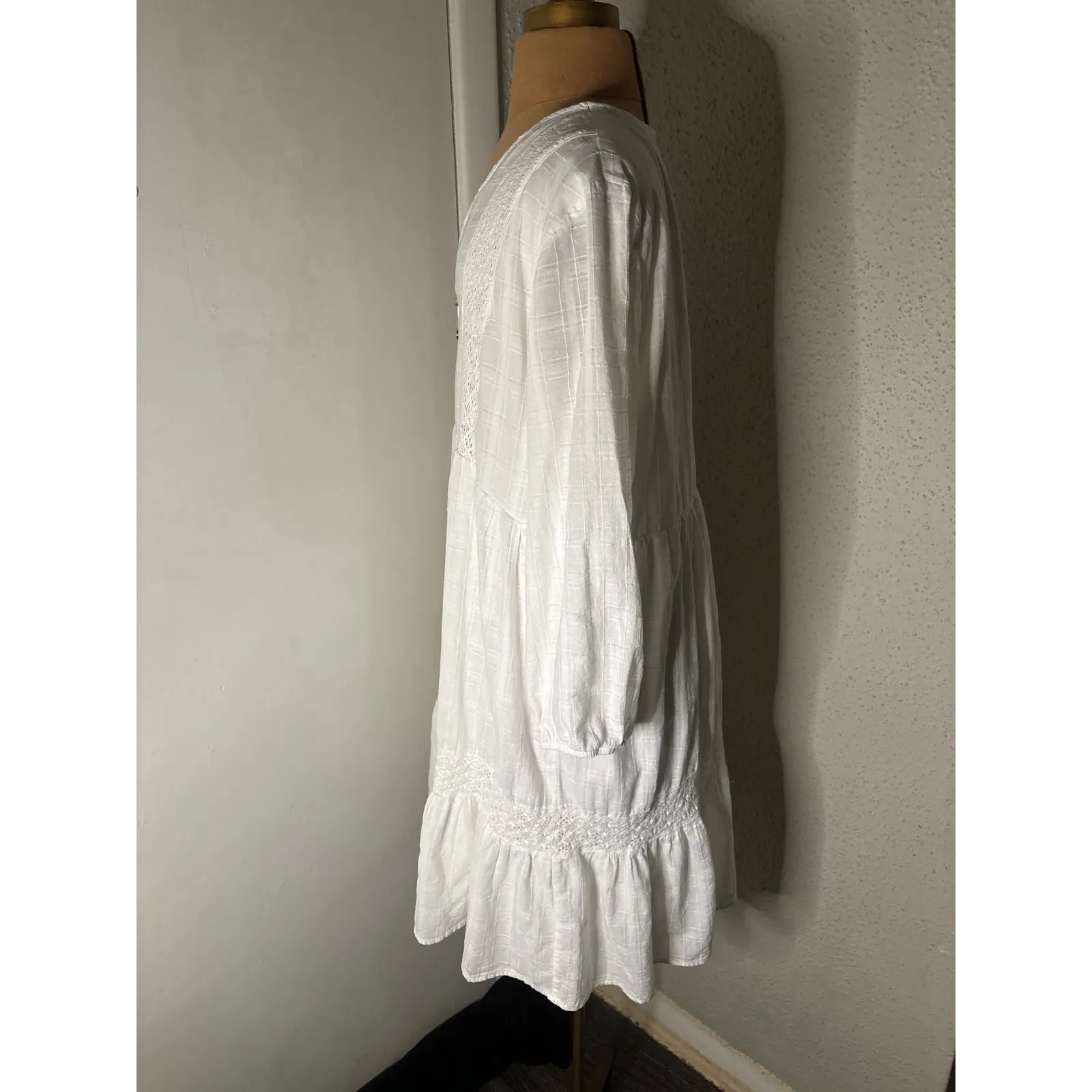 Knox Rose Babydoll Embroidered Peasant Mini Dress No Size Boho Oversize Cowgirl - Image 4