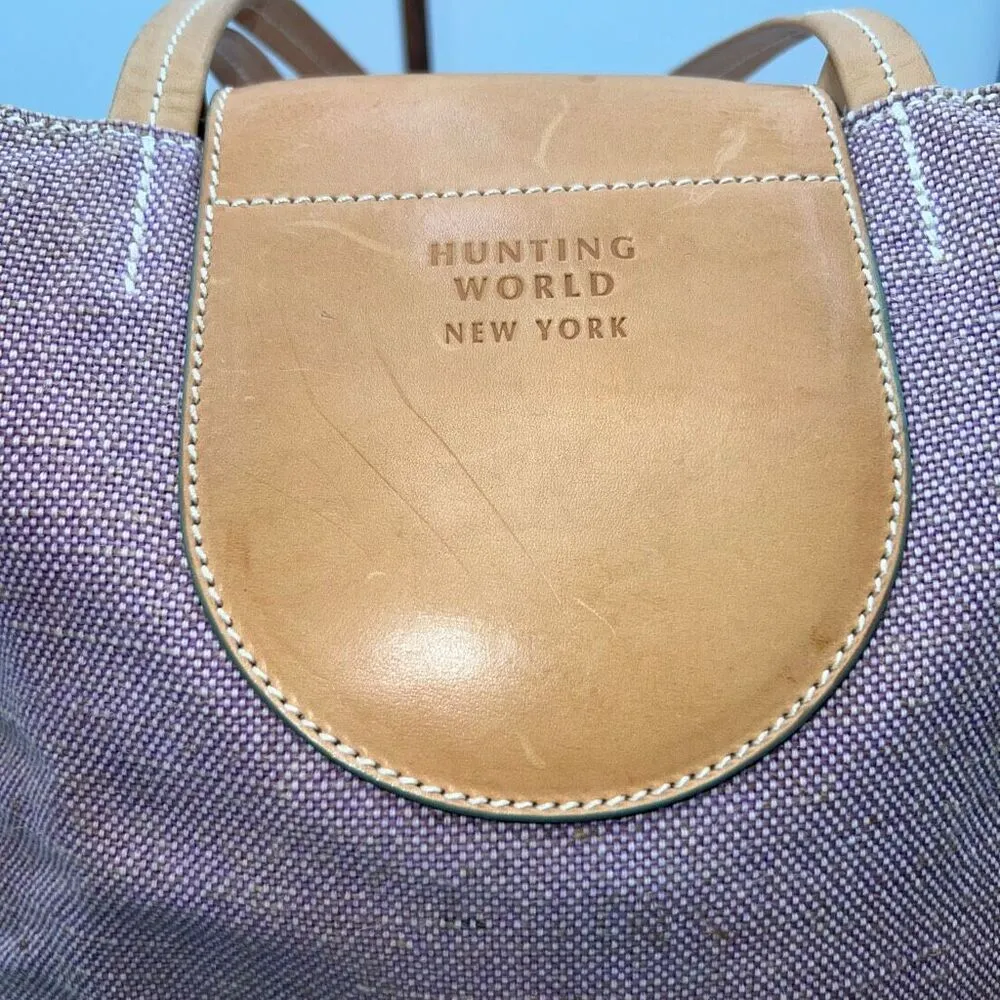 Hunting World Made in Italy Foldable Tote Bag Shoulder Bag Cotton Linen Blend x Tan - Image 10