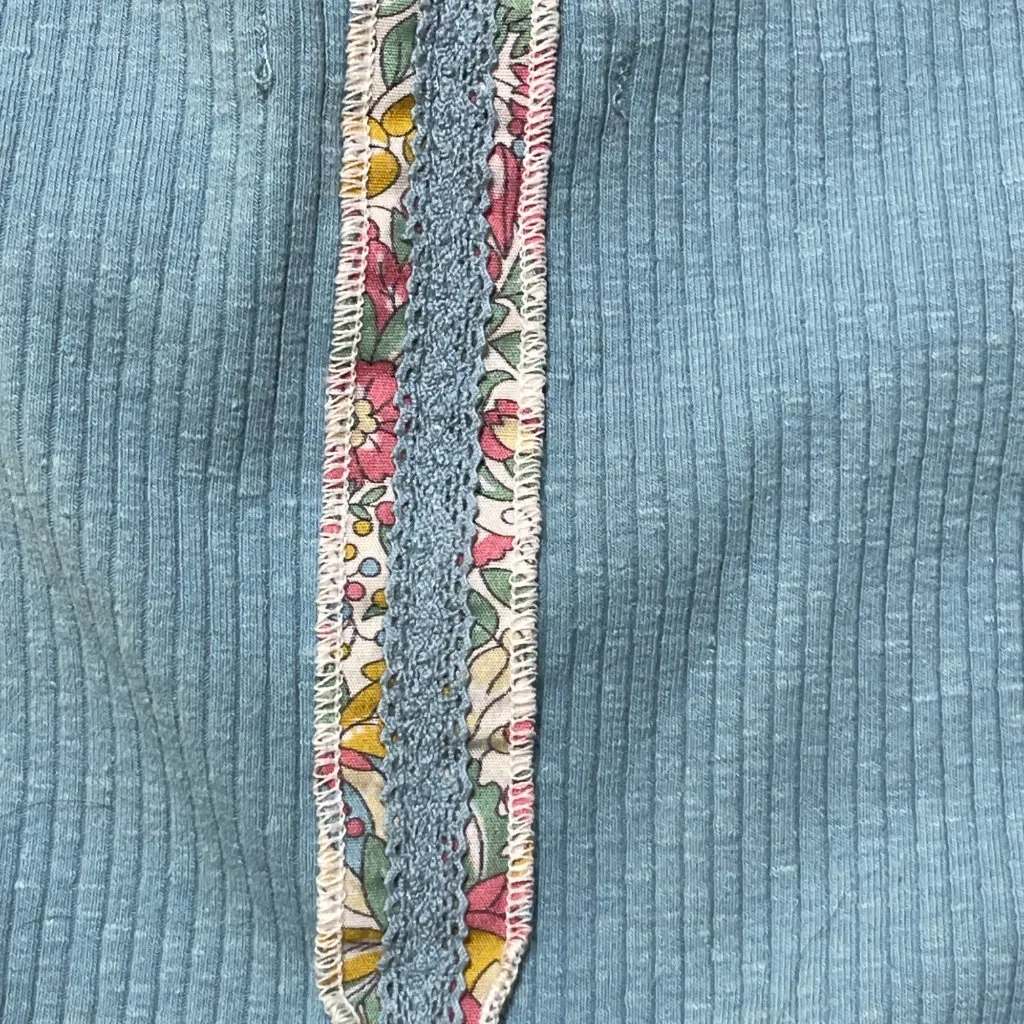 Urban Outfitters Y2K Mini Slip Dress Roxanne Ribbed XS Blue Stretch - Image 3