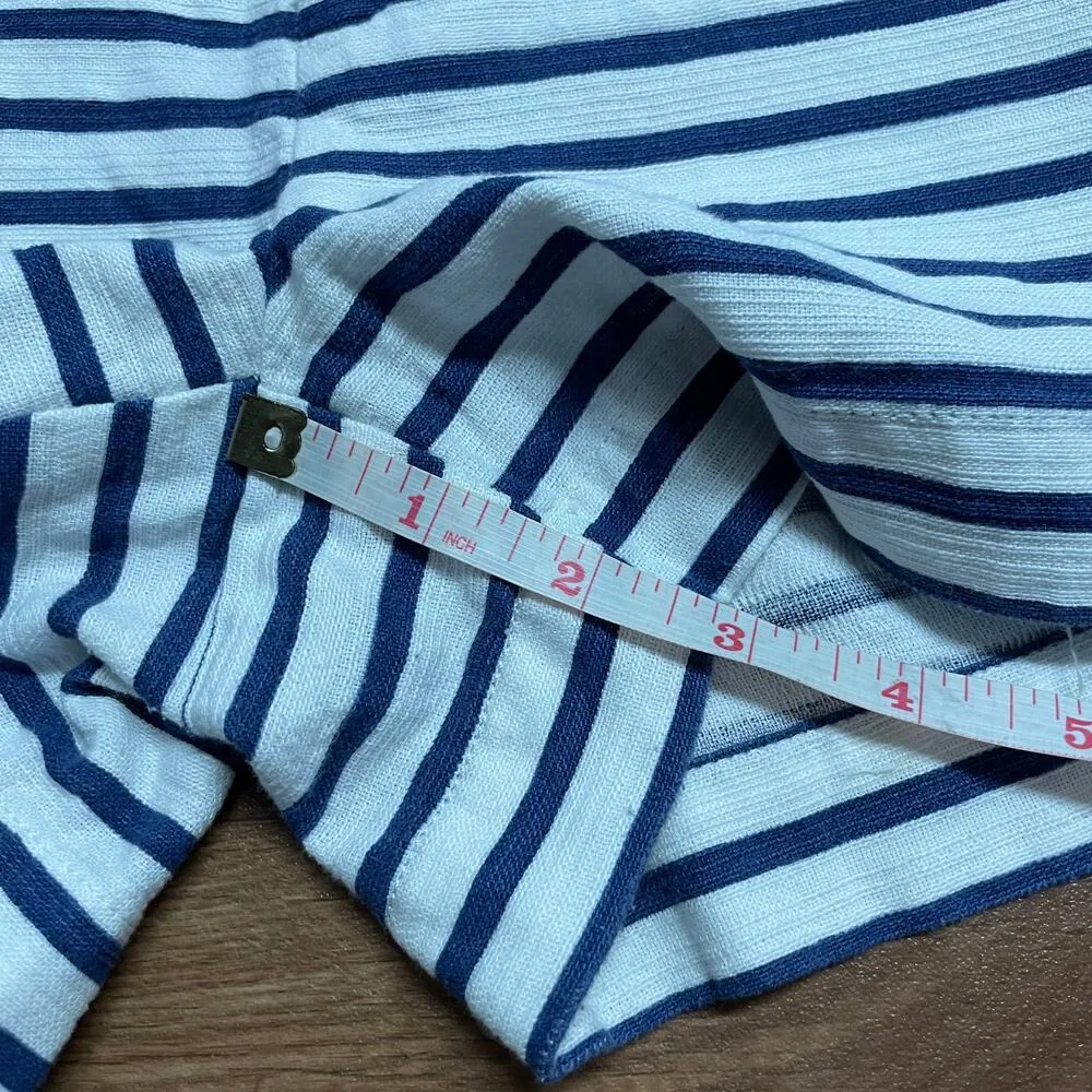 Gap Blue White Striped Welt Pocket Linen Look Cotton Shorts Womens Size 2 - Image 10
