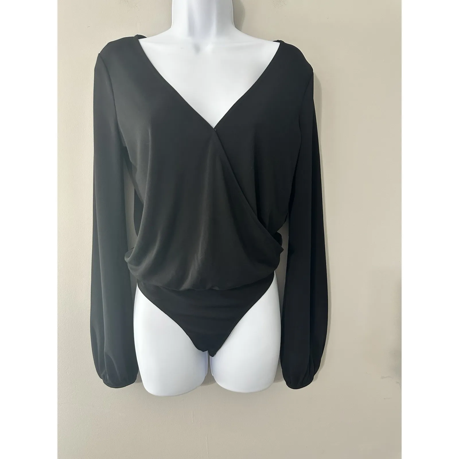 N:Philanthropy Dean Plunge Neck Black Surplice Bodysuit NWOT Size XS - Image 6