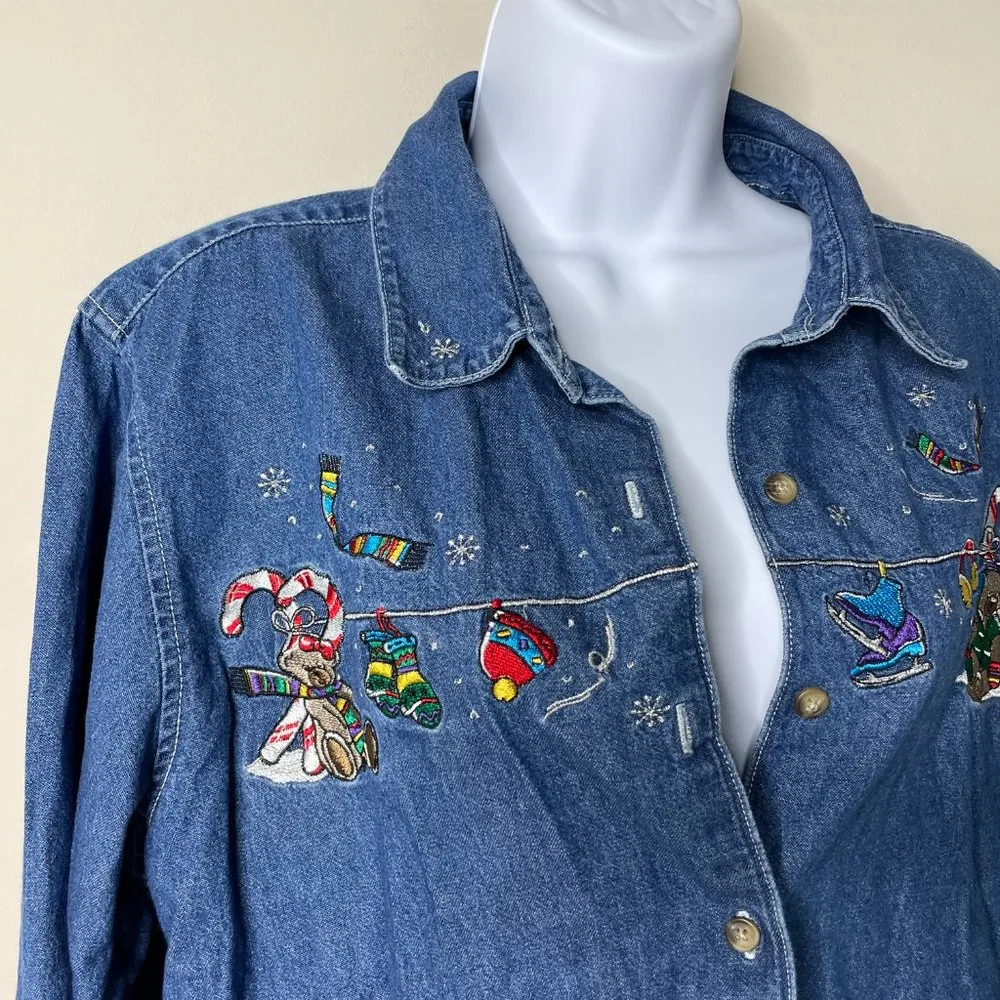 basic editions  HOLIDAY Embroidered Christmas Winter Design Large - Image 2