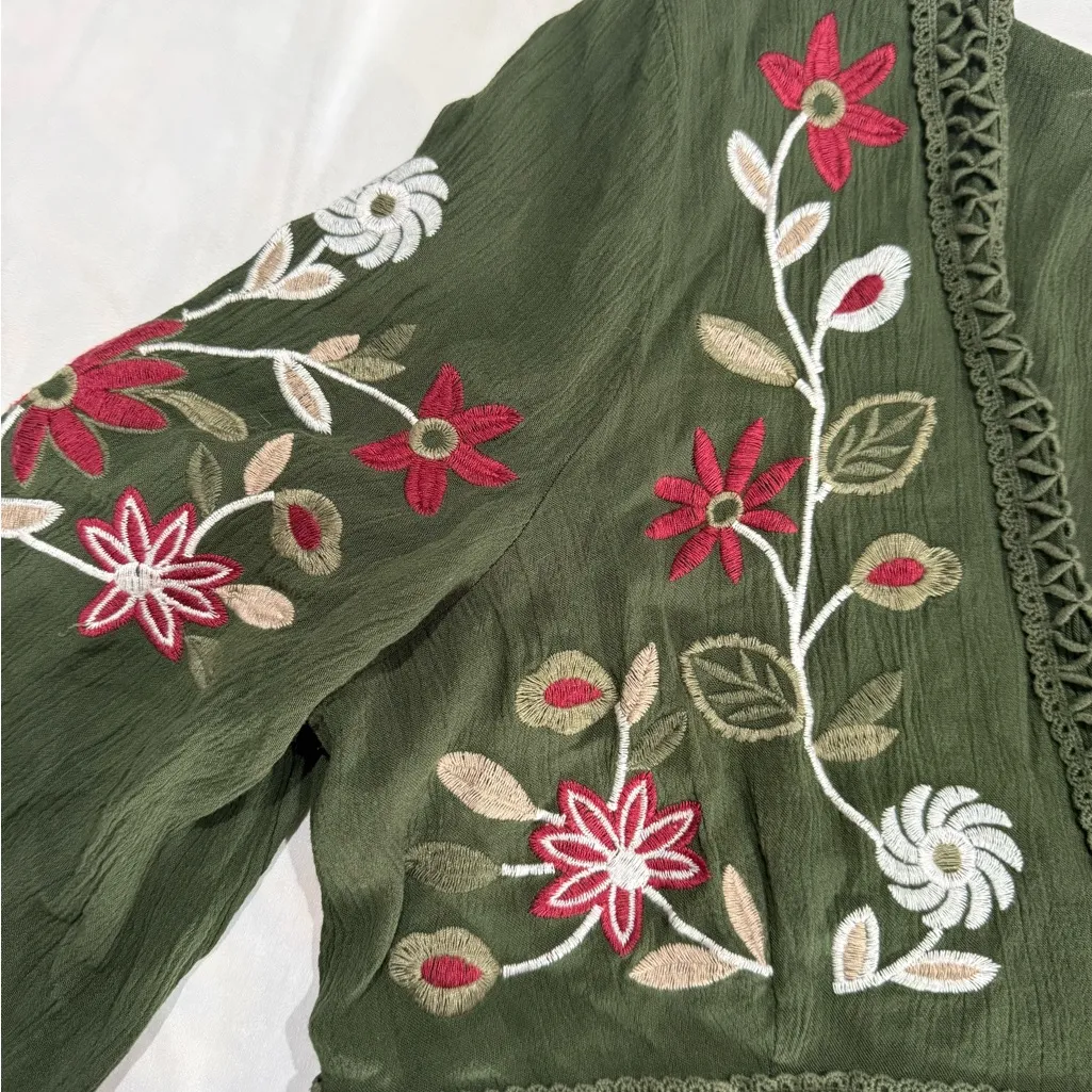 Miami Green Floral Embroidered Top - Image 5