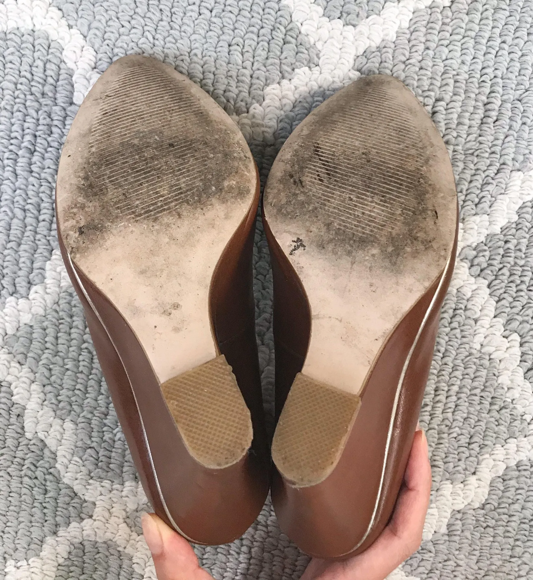 closed Toe Brown Leather Wedge High Heel - Image 7