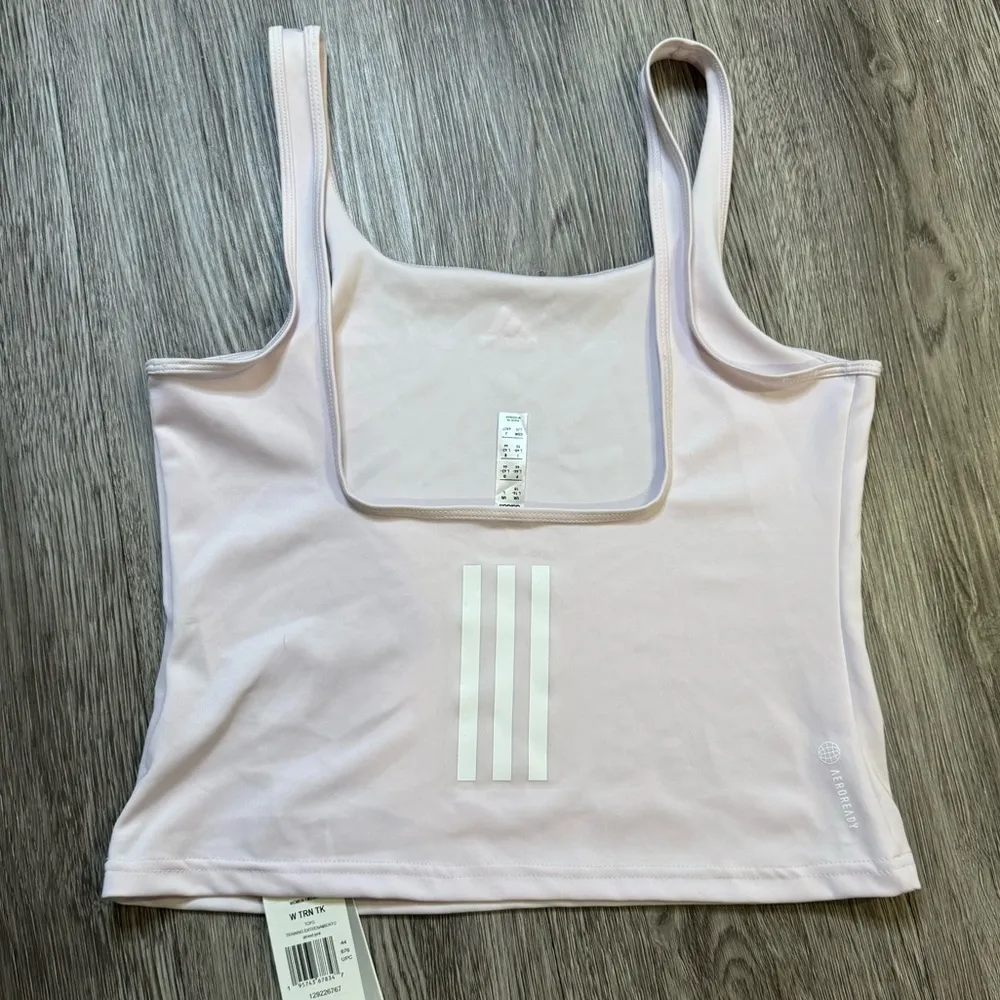 Adidas moisture wicking baby pink athletic tank size L - Image 3