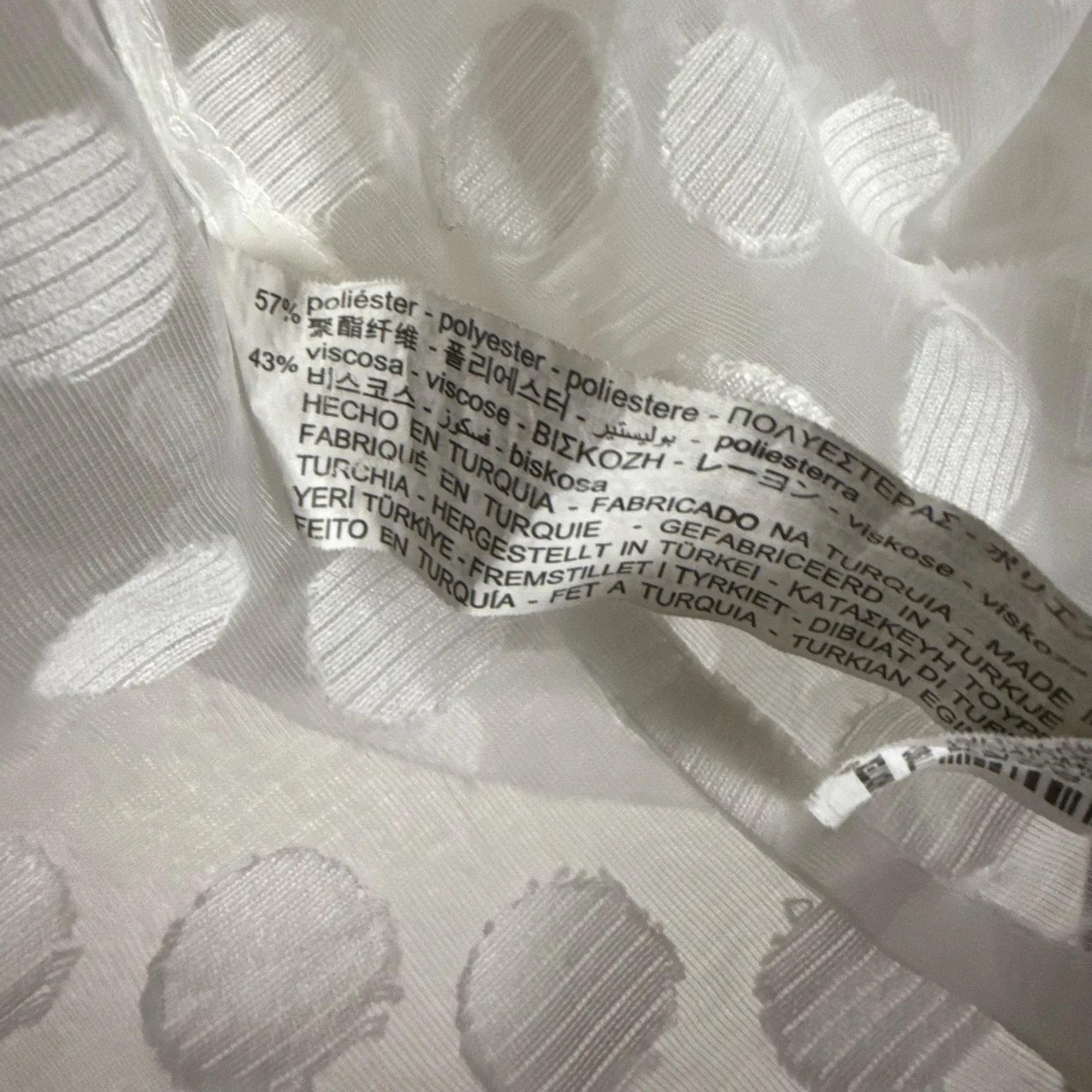 Zara White Polka Dot Sheer Organza 3/4 Sleeve Cropped Button Up Blouse Size M - Image 7
