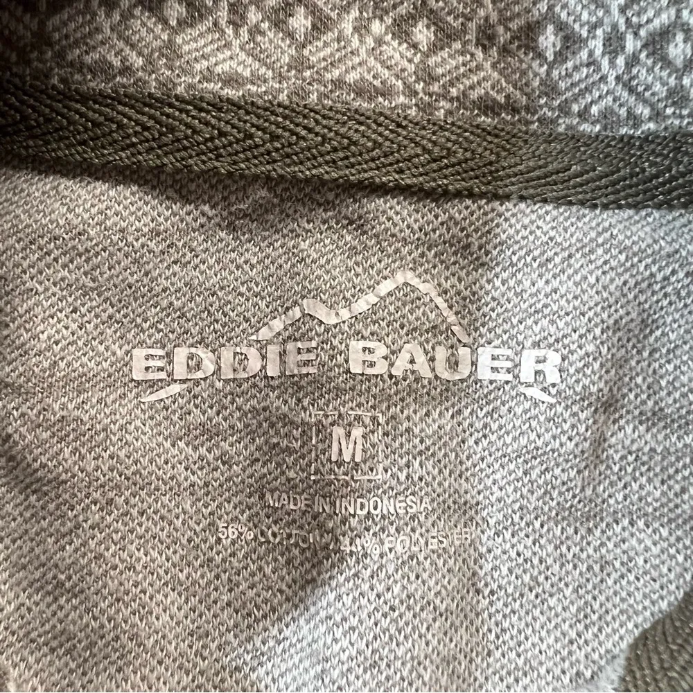 Eddie Bauer Women’s Grey Fairisle Quarter Zip Pullover Sweatshirt Medium EUC - Image 4