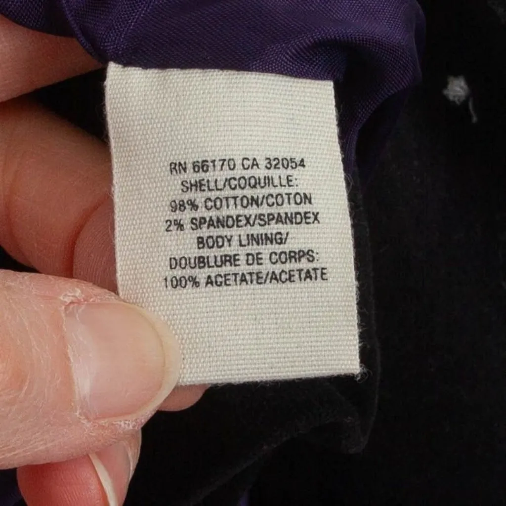 Anthropologie Floreat Edith Velvet‎ Military Blazer Jacket Size 4 Black Goth Y2K - Image 11