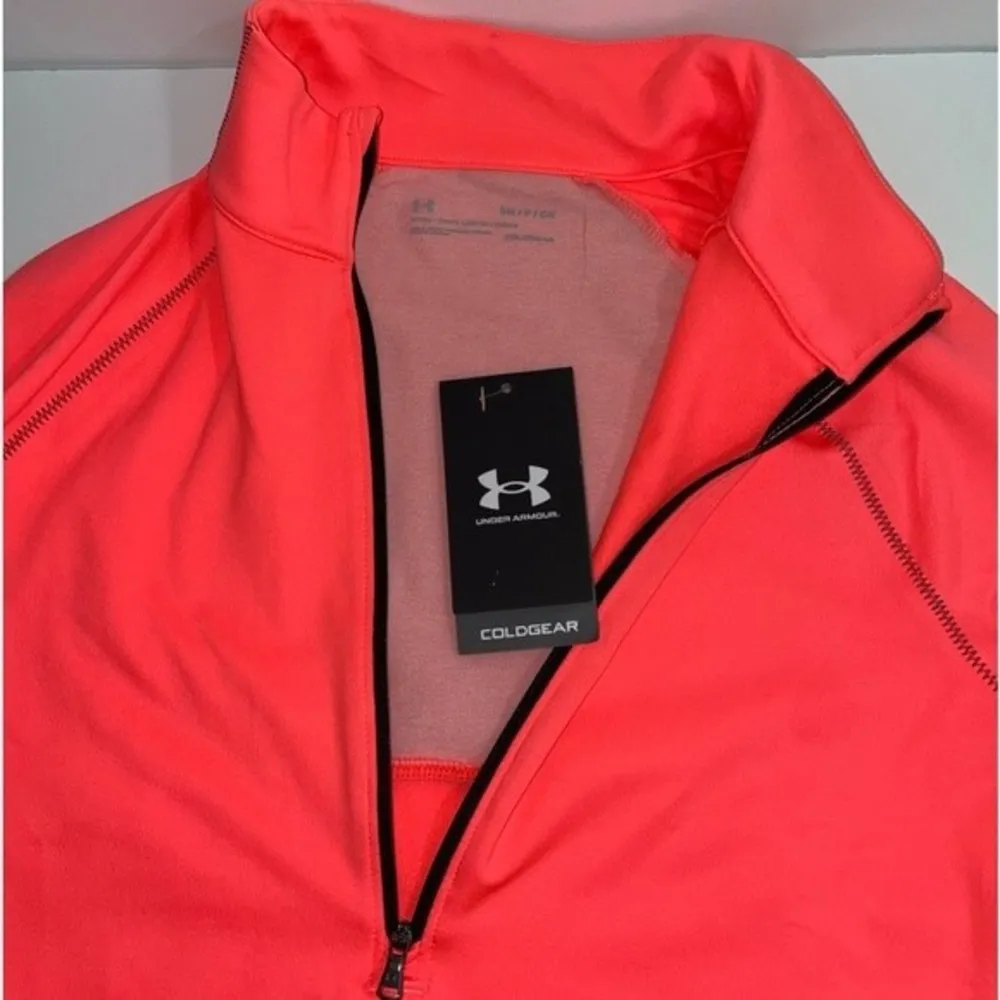 NWT Under Armour Women’s ColdGear 1/2 Zip Training Top Pink Size SMALL Thumbhole - Image 5