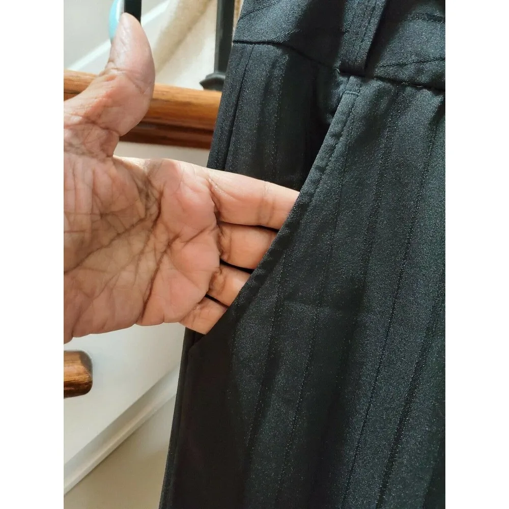 Larry Levine Women Black Polyester & Rayon Mid Rise Straight Legs Dress Pants 6 - Image 3