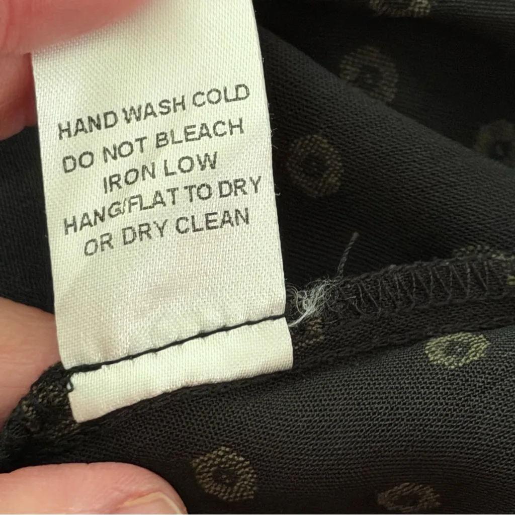 ODDI Black Long Sleeve Tiered Dress Women’s L Textured Dot Boho Midi - Image 9