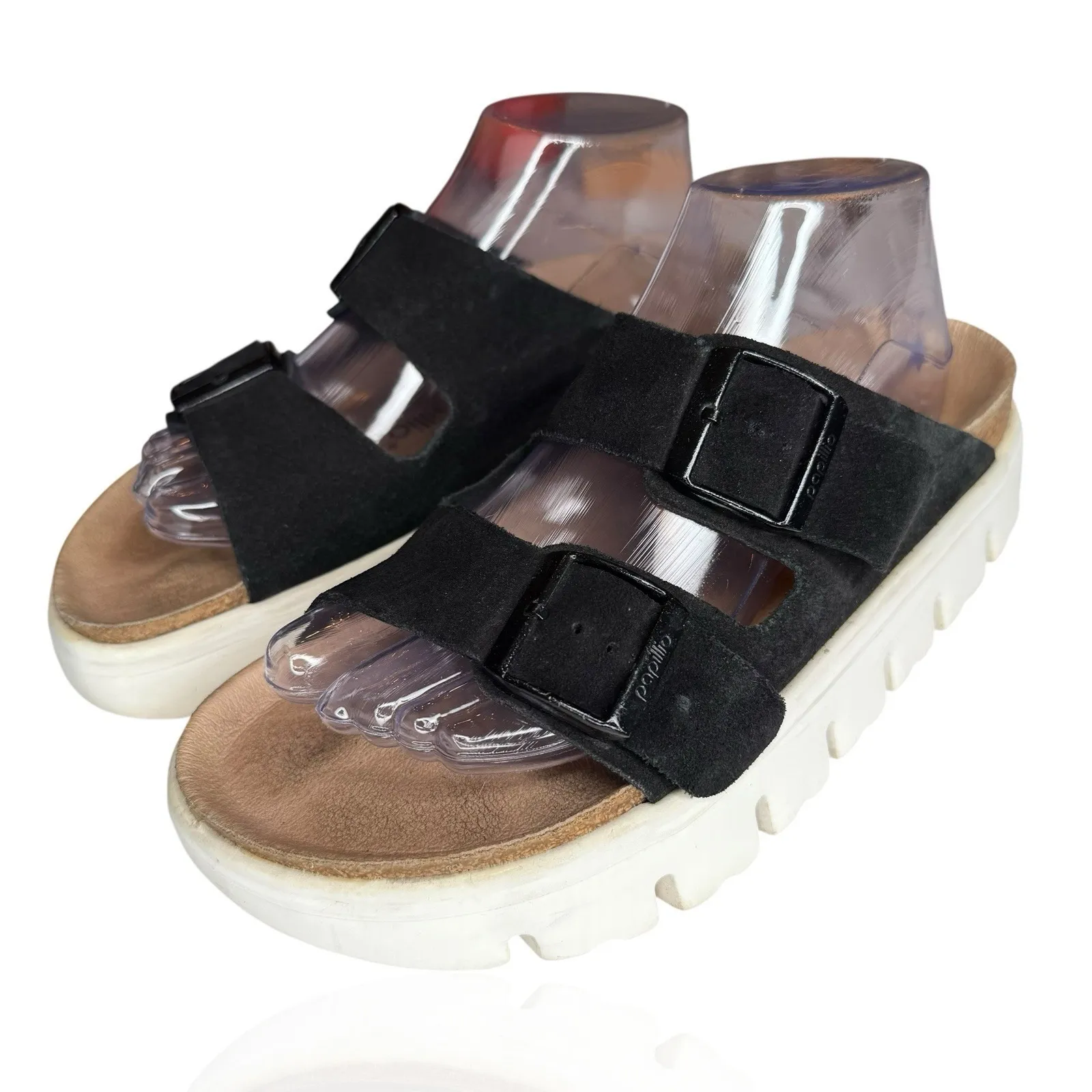 Papillio Birkenstock Arizona Platform Chunky Slide‎ Black Suede Women's EU 40 - Image 3