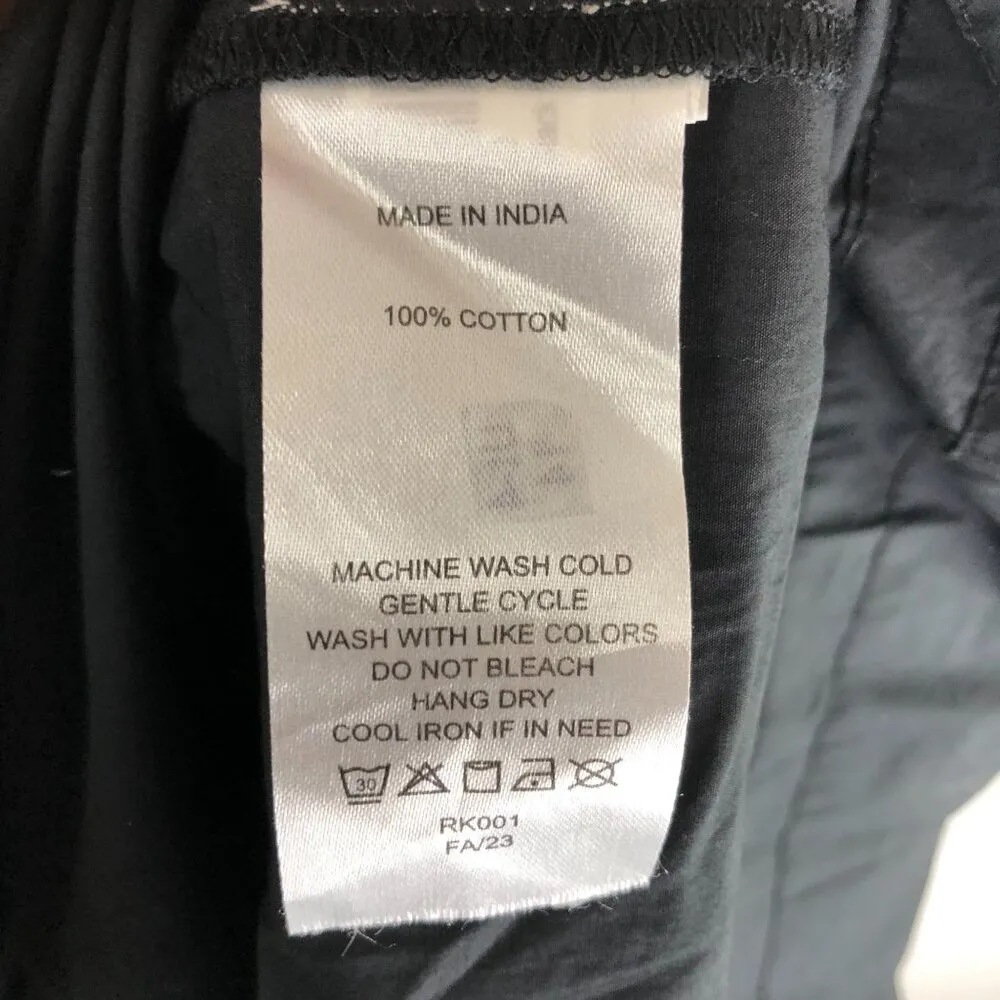 Quince Womens 100% Organic Cotton Tiered Maxi Dress Pockets Black S - Image 7