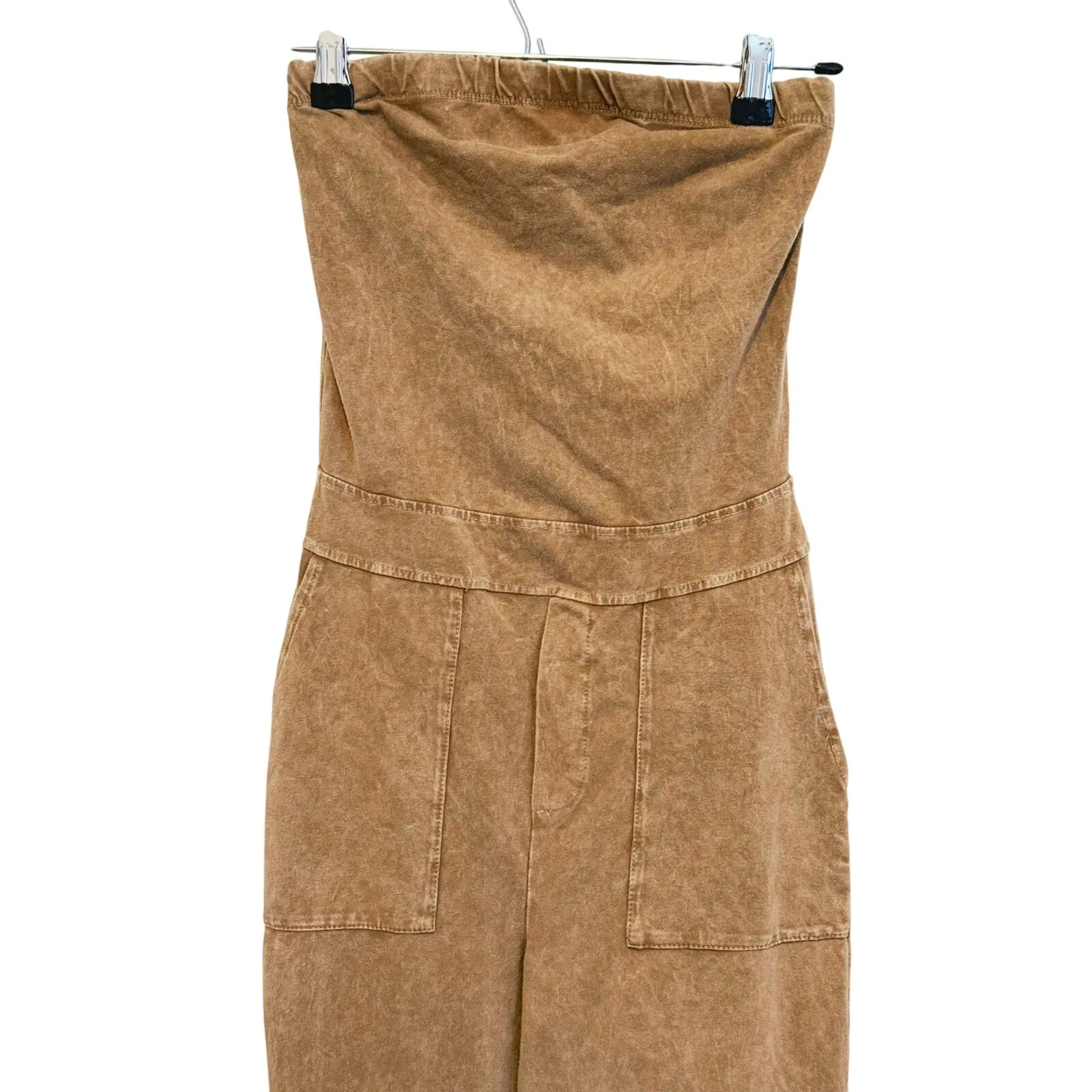 Bijou Western Strapless Wide Leg Jumpsuit Small Tan Cowgirl Ranch Earthy Boho Brown - Image 5