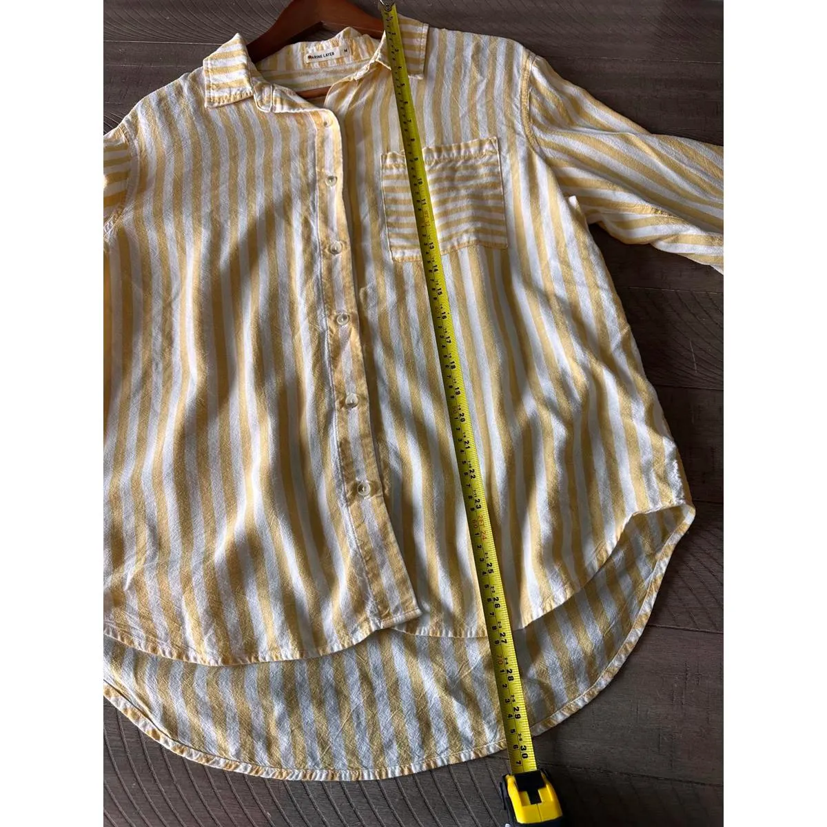 Marine Layer Jane Relaxed Linen Shirt Yellow/ White Striped Women’s size Medium - Image 11