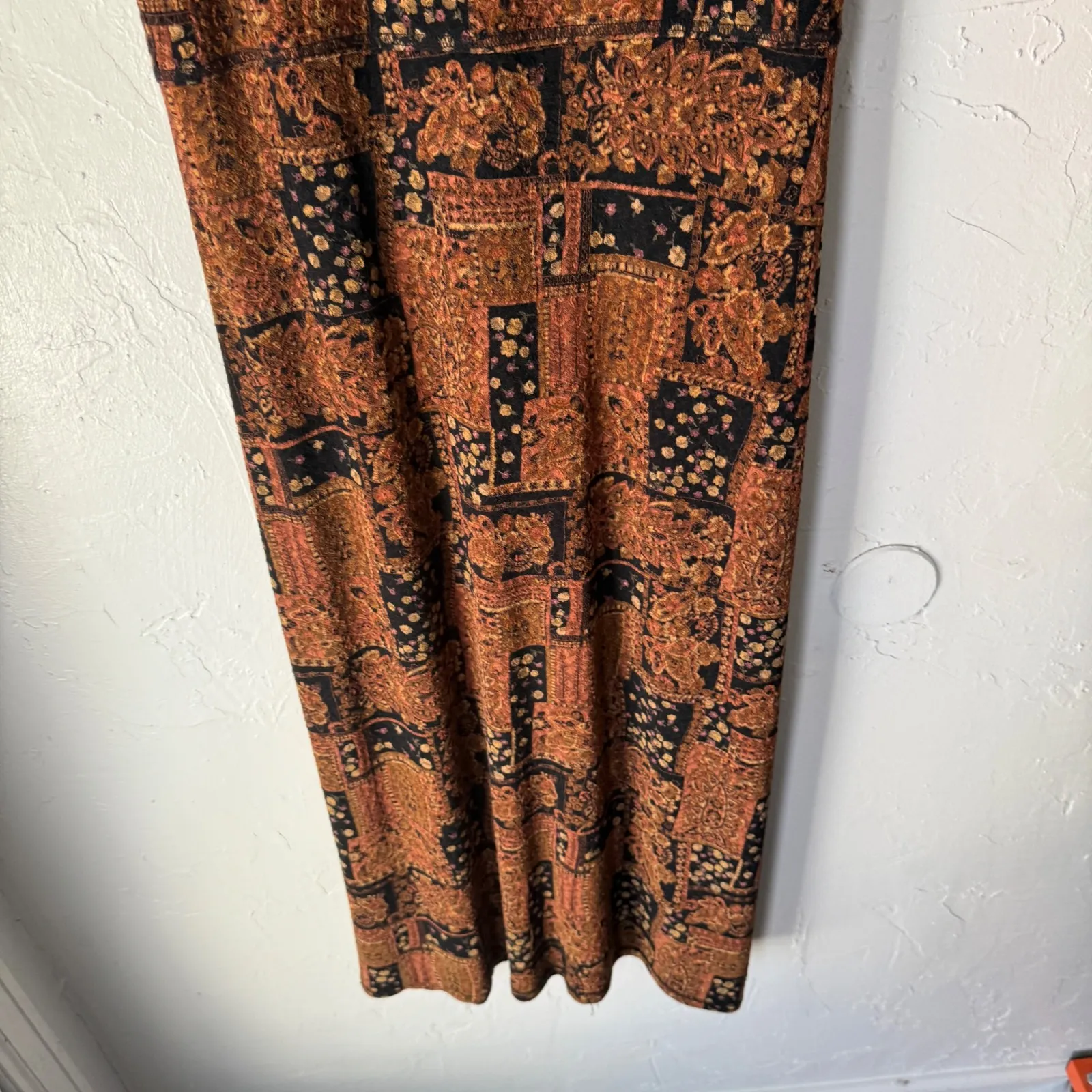 Vintage 90s Grunge Maxi Dress Brown Blk Patchwork Bohemian Maxi Dress Whimsigoth Size M - Image 5