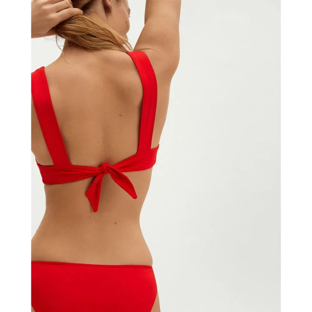 Everlane Womens The Triangle Bikini Top Bright Red L - Image 2