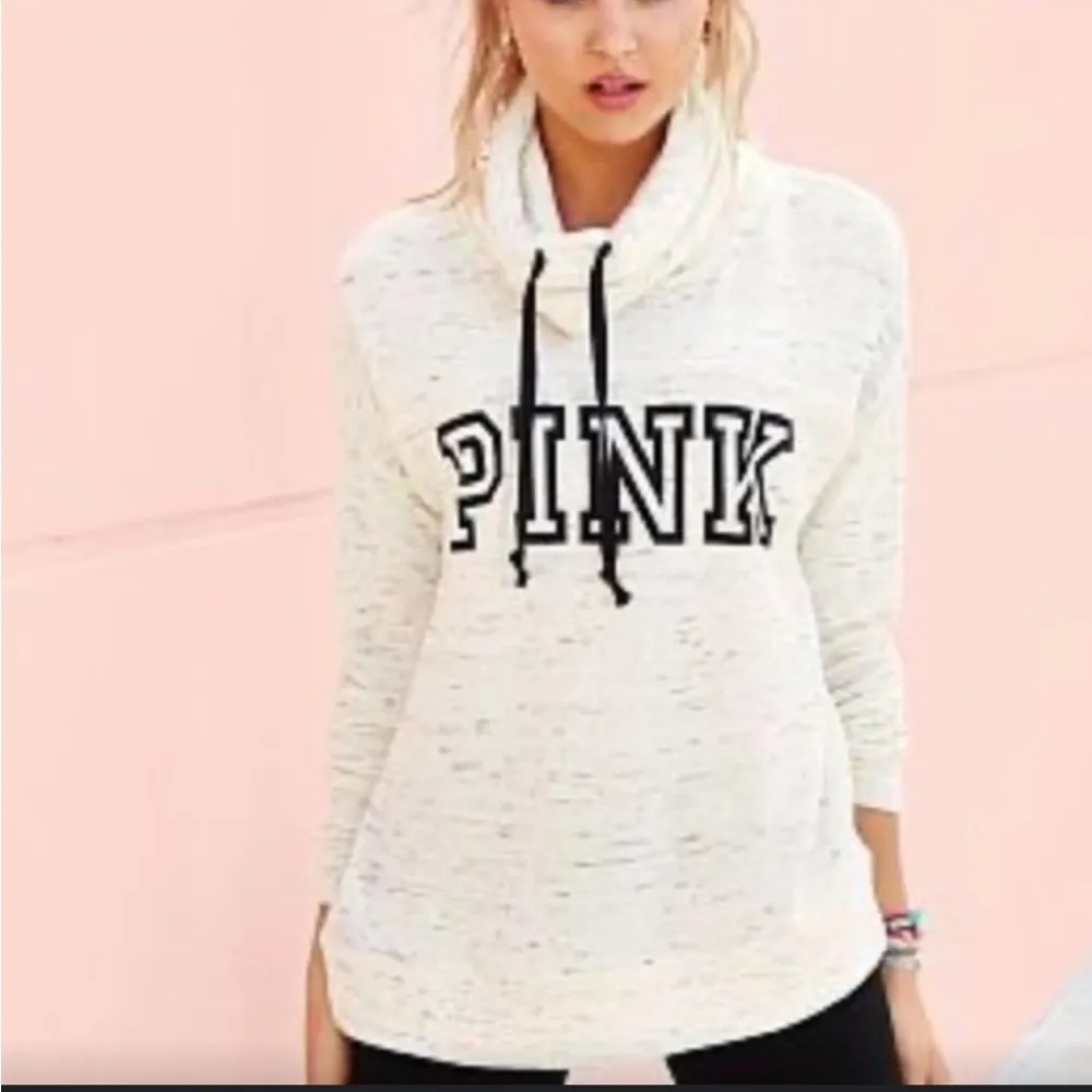 PINK Victoria Secret Sweatshirt Pullover Size Medium  Cowl Neck Spell Out - Image 2