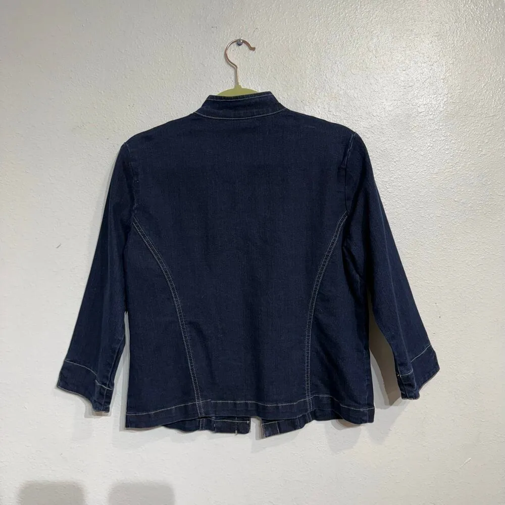 Lark Lane Denim Studded Jacket Sz 8P Blue - Image 9