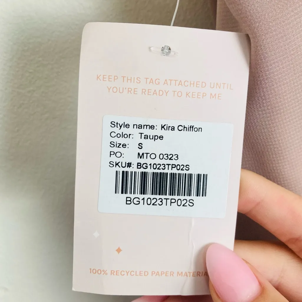 Birdy Grey “Kira” one shoulder dress in taupe chiffon. Maxi length. NWT. Small - Image 6