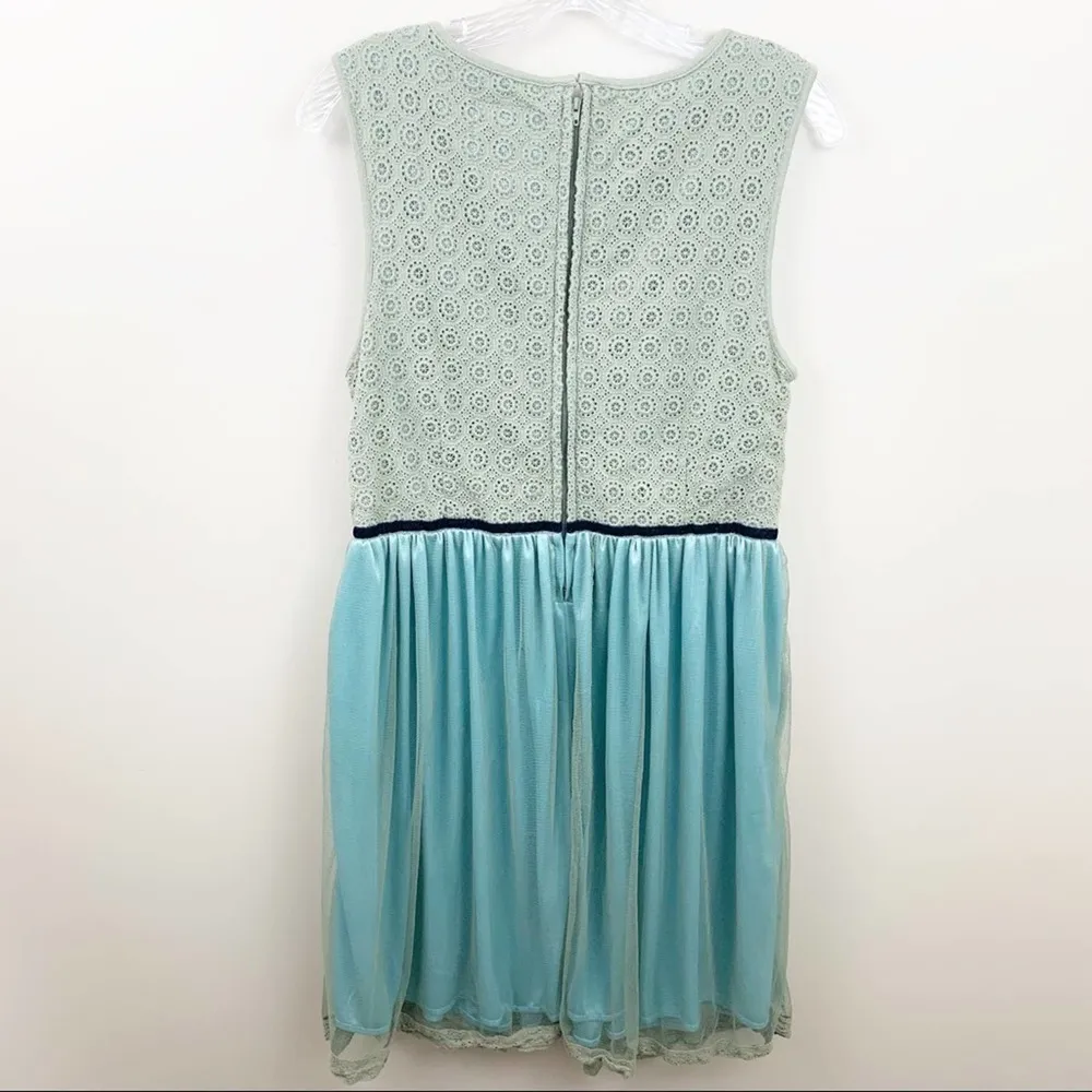 ModCloth “Don’t Go Breaking My Heart” A-Line Dress Sea Green/Ivory/Sky Blue - Image 4